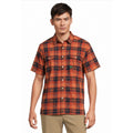 L.L.BEAN Mens SunSmart Cool Weave Short Sleeve Shirt Orange Blue Plaid NWT