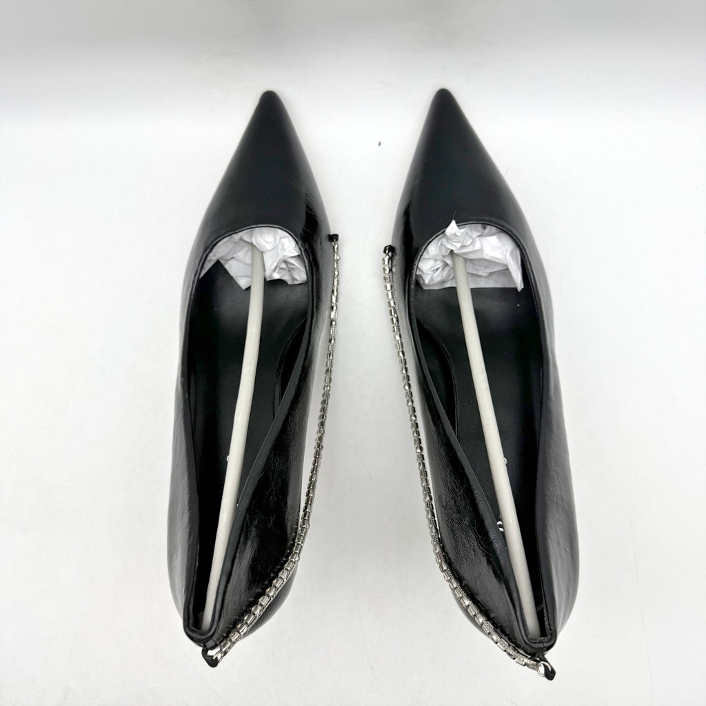 C.Paravano Womens Anna Chain Pumps EU 40 US 9.5 Black Leather NIB
