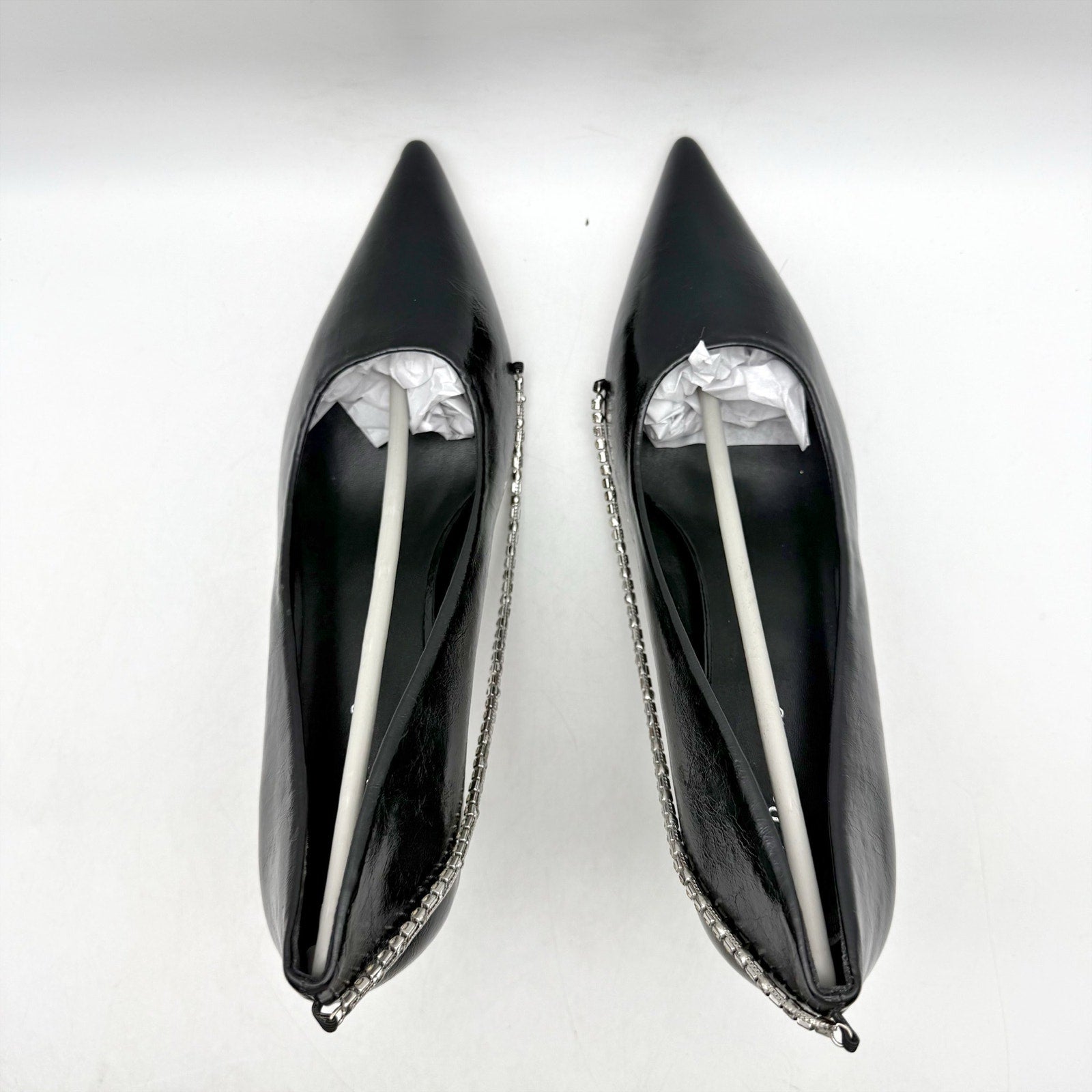 C.Paravano Womens Anna Chain Pumps EU 40 US 9.5 Black Leather NIB