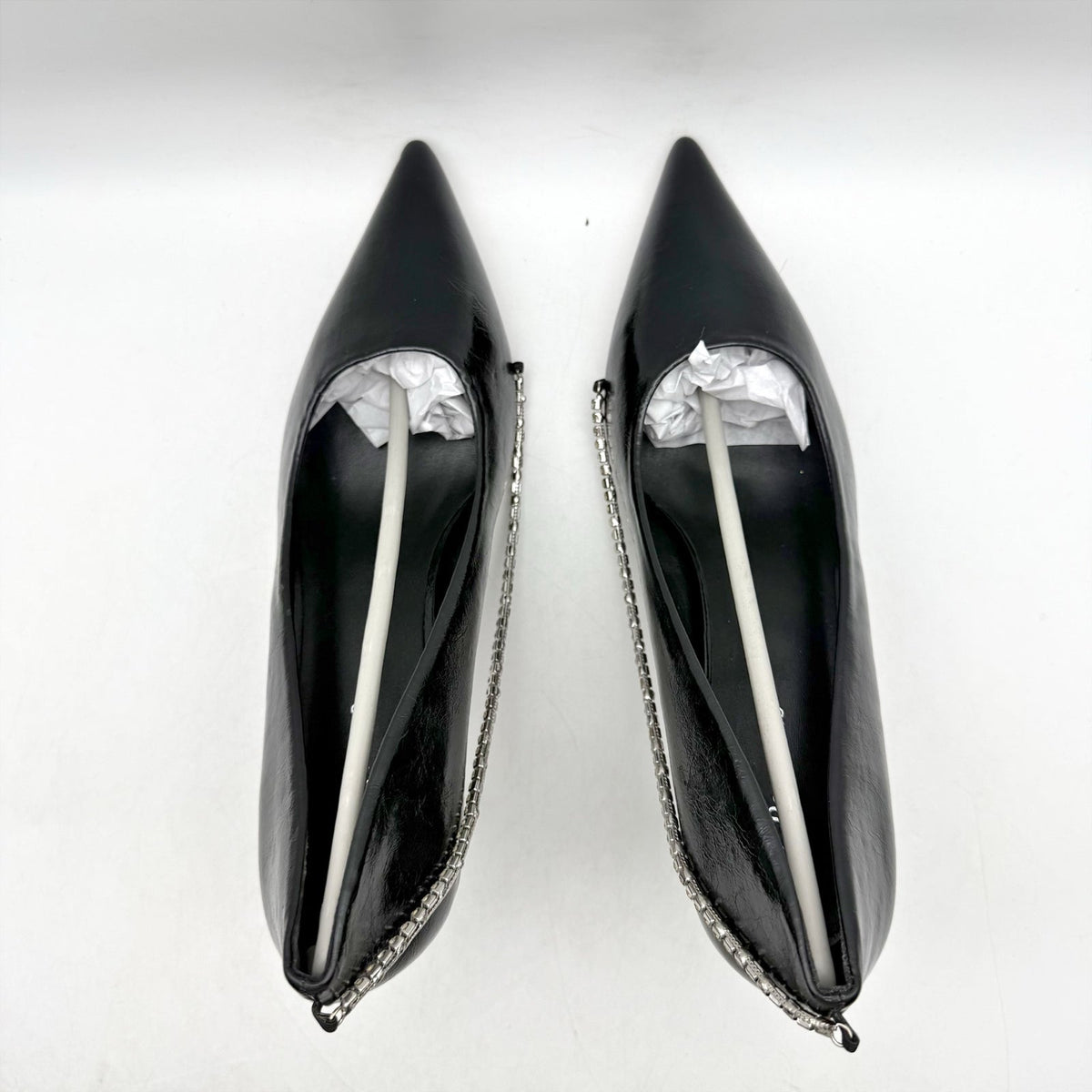 C.Paravano Womens Anna Chain Pumps EU 40 US 9.5 Black Leather NIB