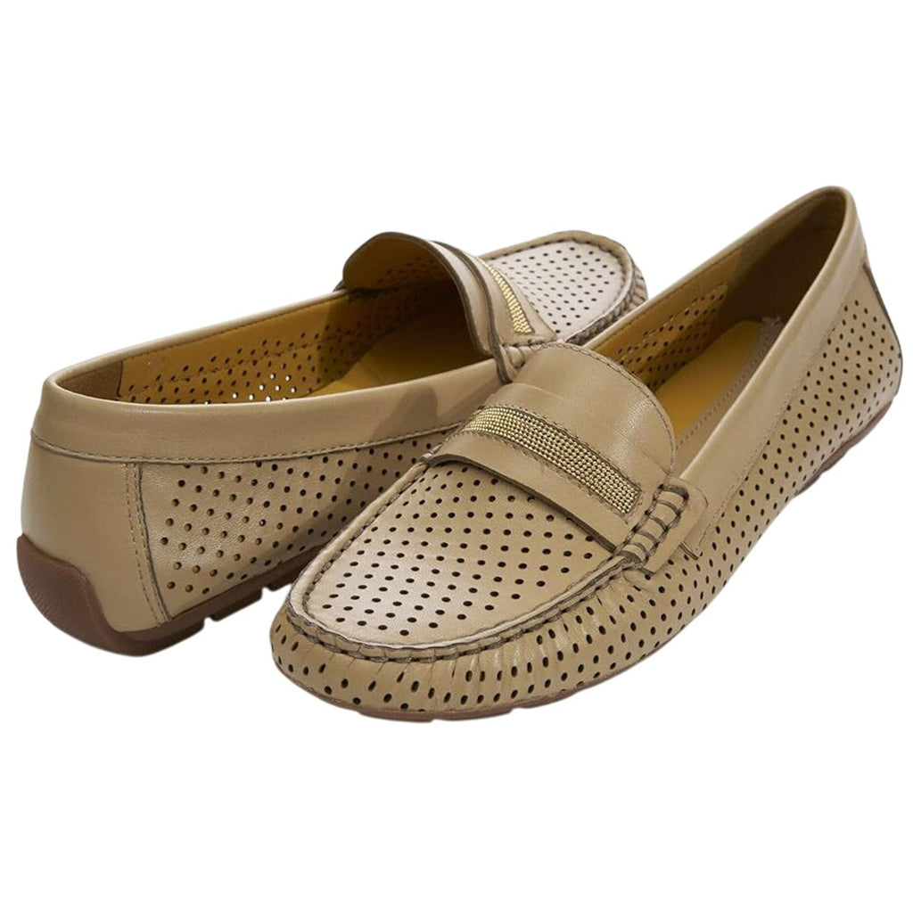 Vaneli Womens Acris Driving Loafers SIZE 6 M EU 36.5 Nude Tan Leather NIB