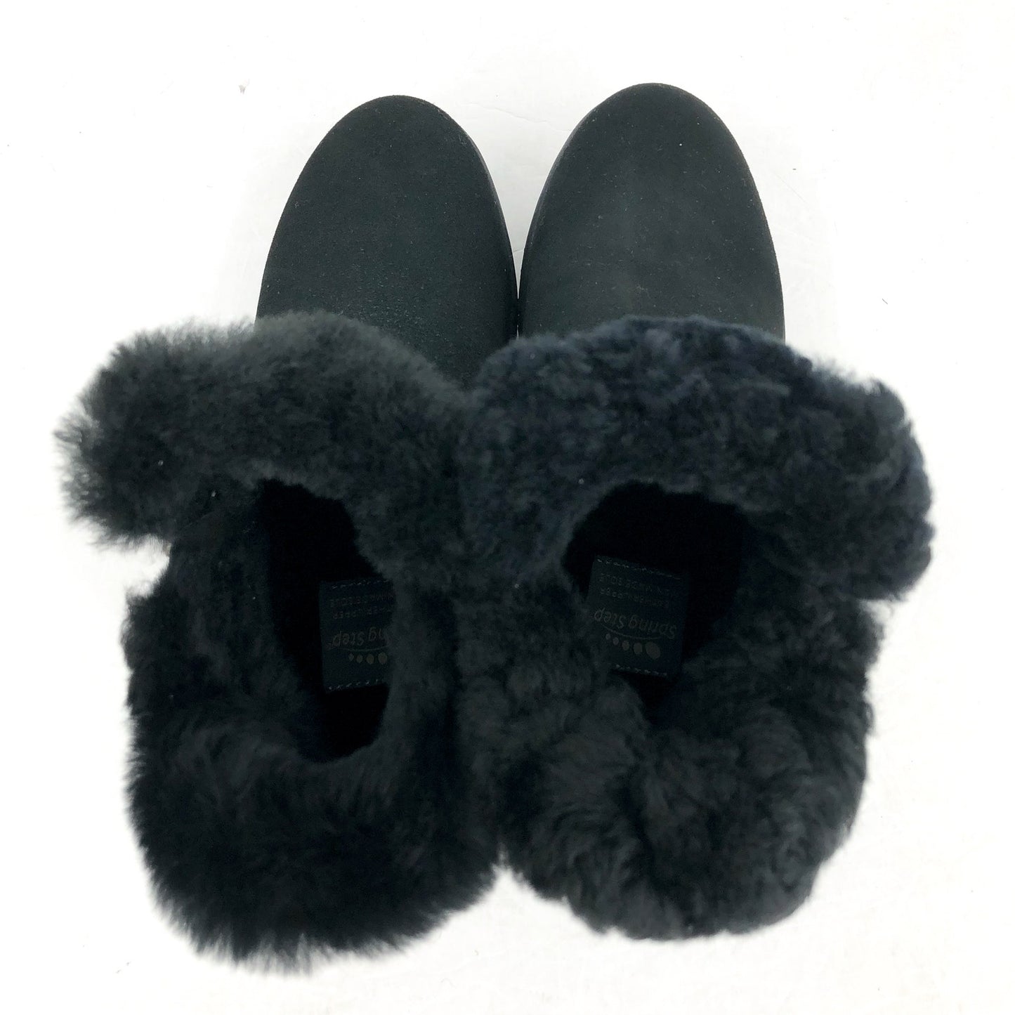 Spring Step Women Republic Ankle Boot US 6.5-7 EU 37 Black Suede WP Faux Fur NIB