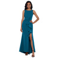 BETSY & ADAM Women's Christine Scuba Crepe Gown Size 4 Azure Blue Ruffle Bow NWT