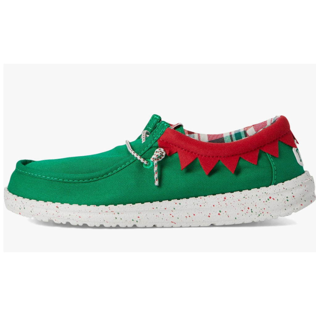 Hey Dude Kids Wally Holiday Elf Slip-On Casual Shoes 5 YOUTH Green Red NWOB