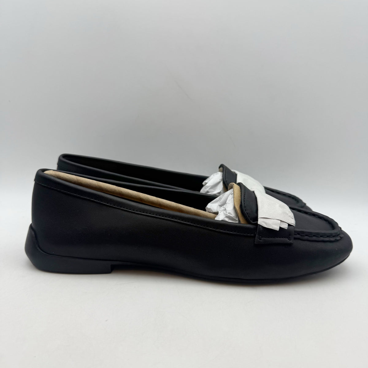 Franco Sarto Womens Faris Slip On Flats US 9.5 Black Vegan Leather Loafers NIB
