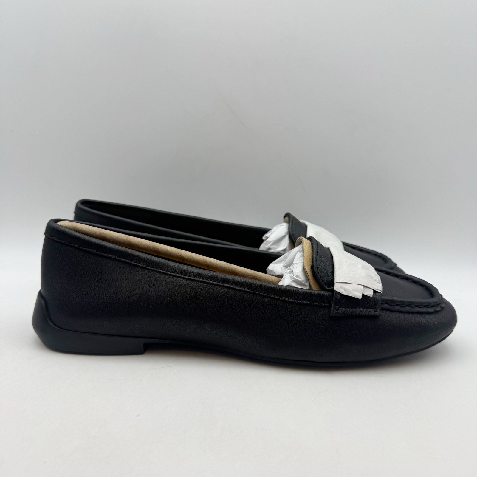 Franco Sarto Womens Faris Slip On Flats US 9.5 Black Vegan Leather Loafers NIB
