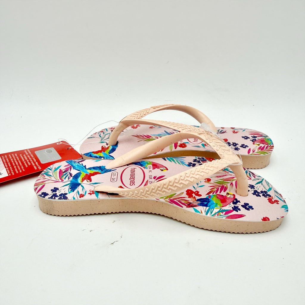 Havaianas Childrens Flip-Flops US 9 EU 23-24 Pink Floral NWT