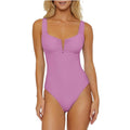BECCA Women's Color Code V-Wire One Piece Swimsuit Small Malva Purple NWT