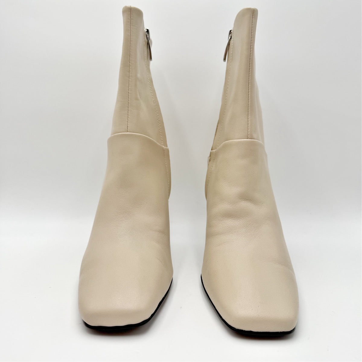 Franco Sarto Womens Flexabooty Ankle Boots Size 8.5 M Cream Leather Heels NIB