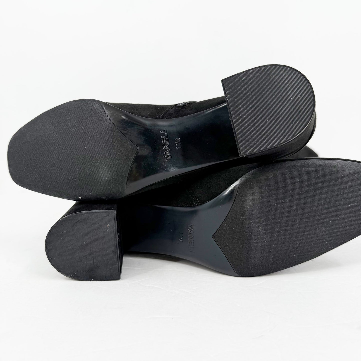 Vaneli Womens Sorina Tall Boots Size 11M Black Suede Slip On Flared Heel NIB