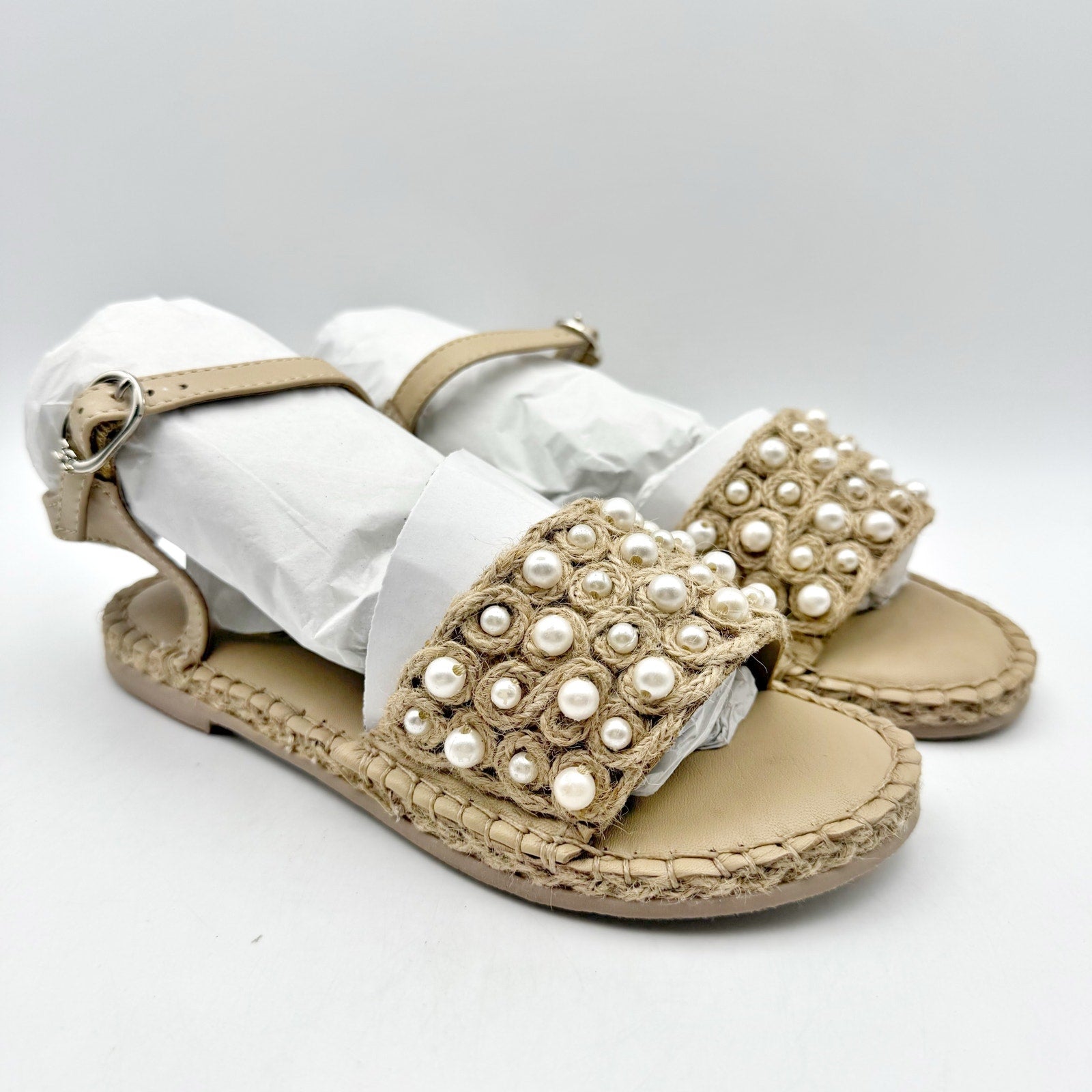 Sam Edelman Kids Holly Sandals US 1 M EU 32 Natural Beige Linen NIB