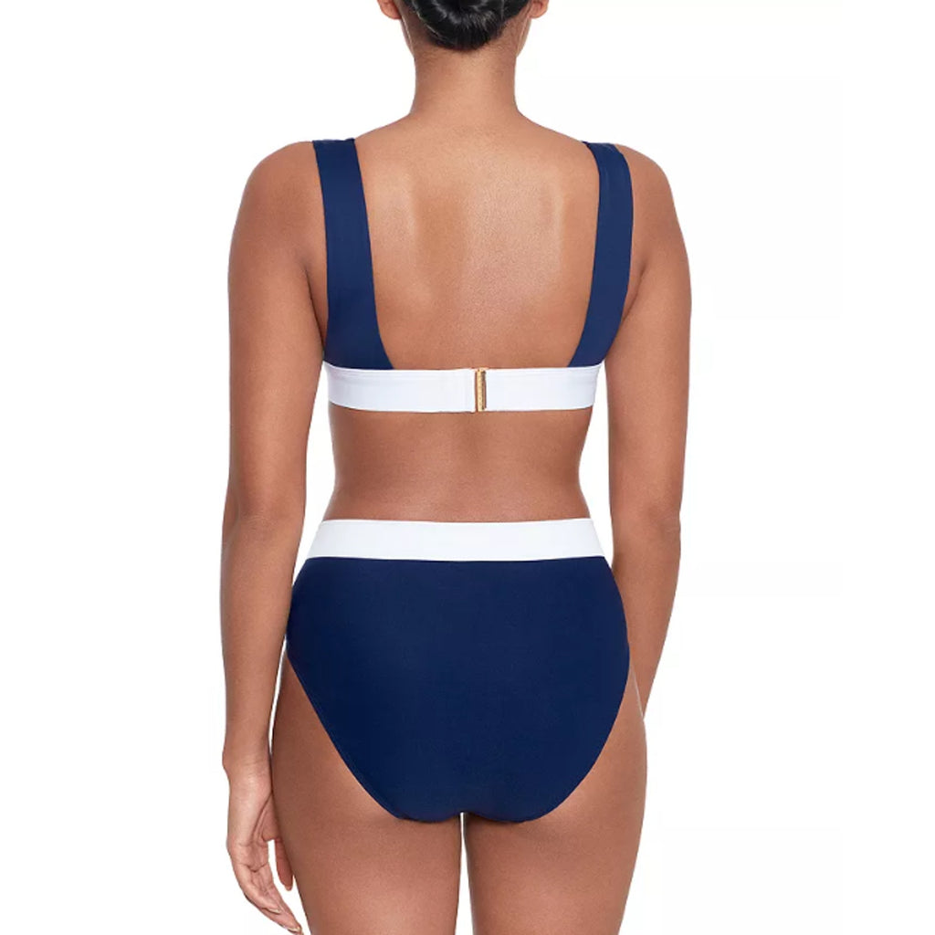 LAUREN RALPH LAUREN Bel Air Bikini Bottom Size 12 Navy Blue High Waist NWT