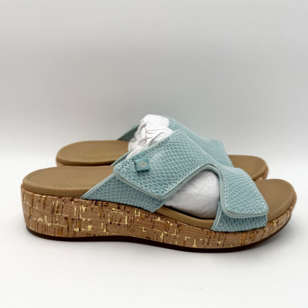 Spenco Womens Camille Wedge Sandals Size 7 B Blue NIB
