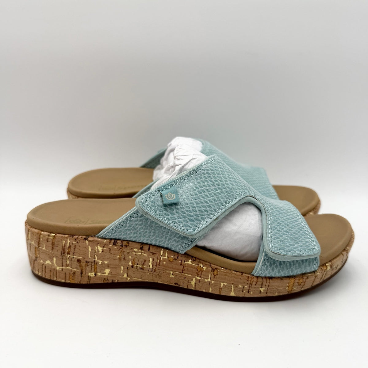 Spenco Womens Camille Wedge Sandals Size 7 B Blue NIB