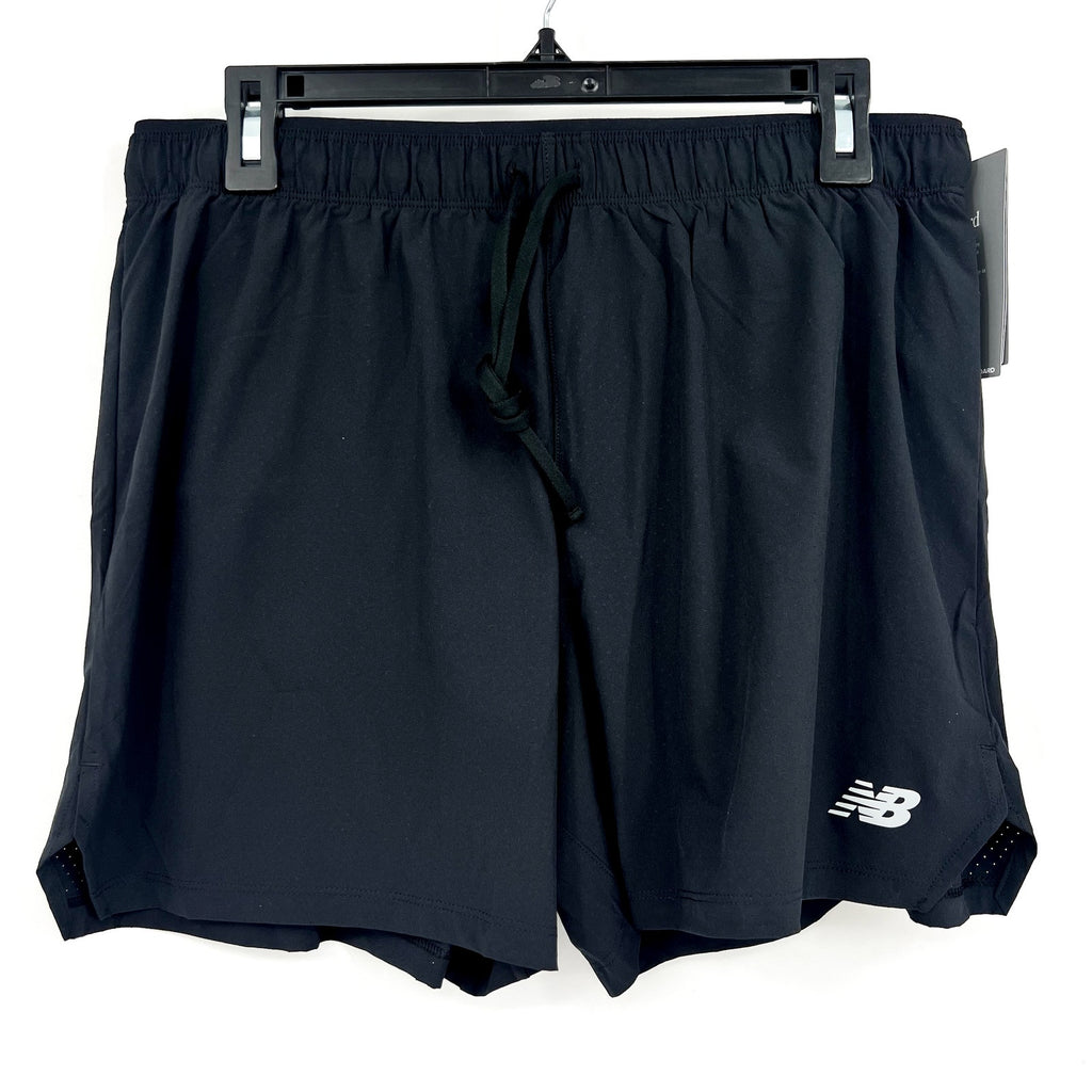 NEW BALANCE Mens Running RC Shorts Large Black  5" Inseam NWT