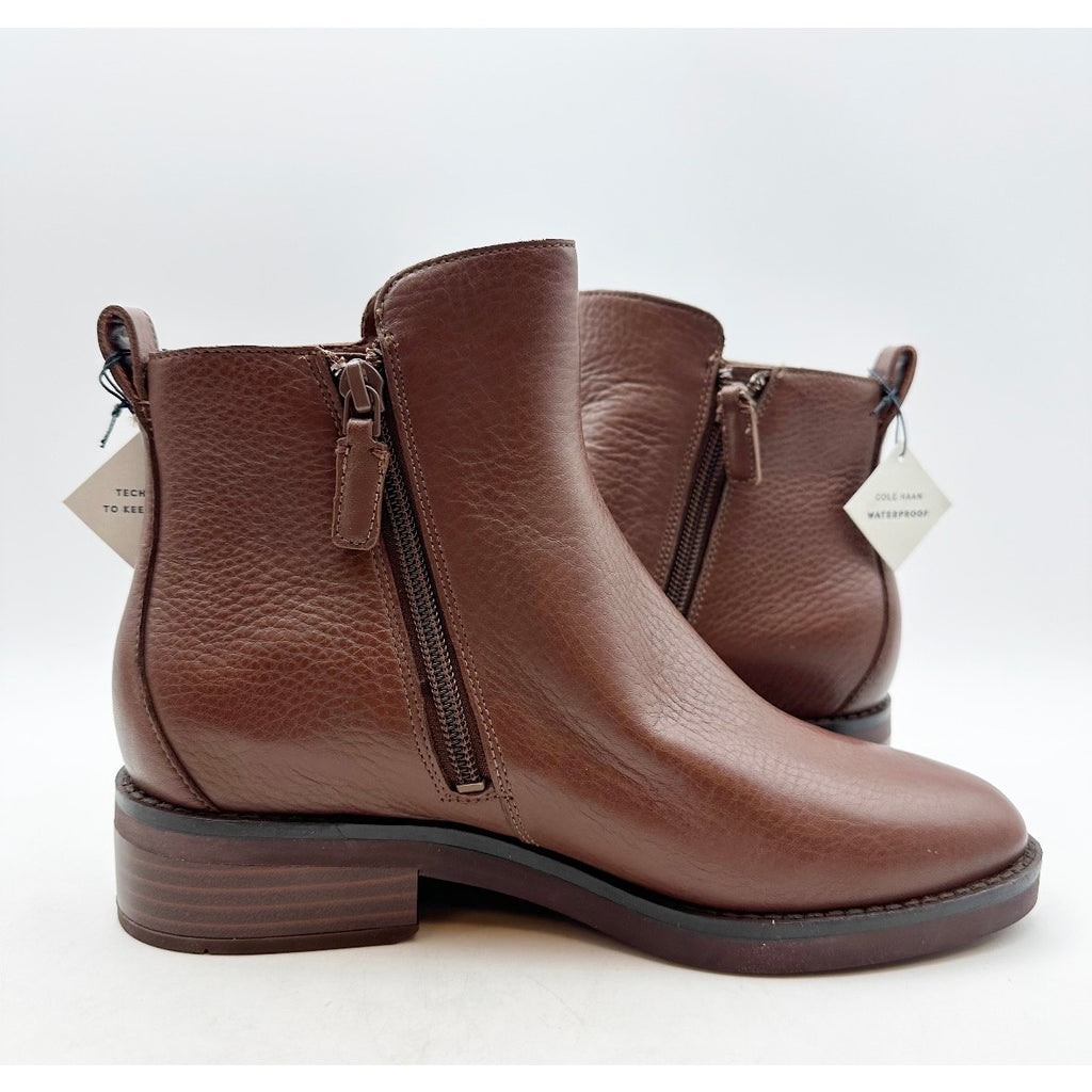 Cole Haan Womens River Chelsea Bootie Size 6 Brown Leather Waterproof Boots NIB