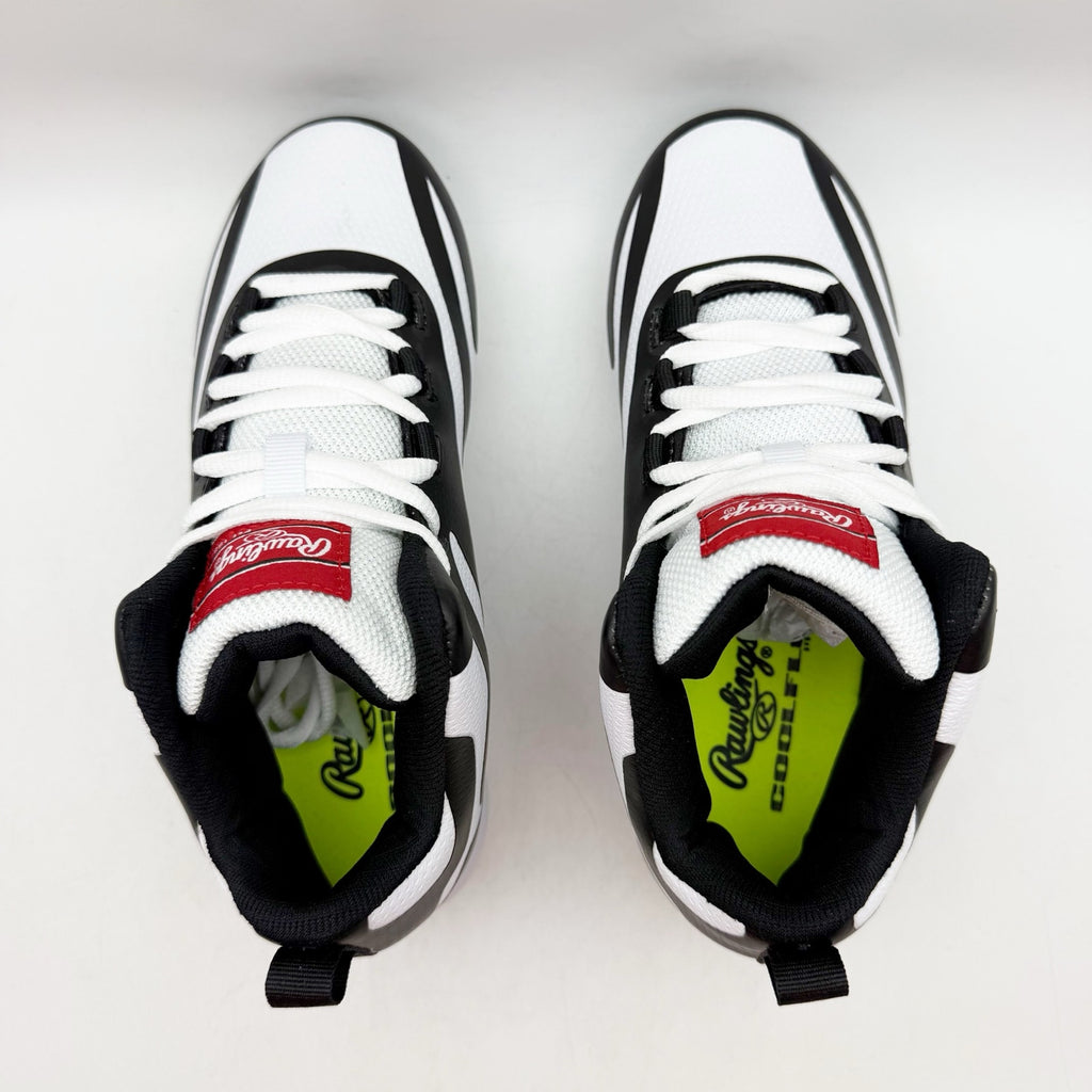 Rawlings Boys Rookie Mid Baseball Cleats US 4 EU 36 Black White NIB