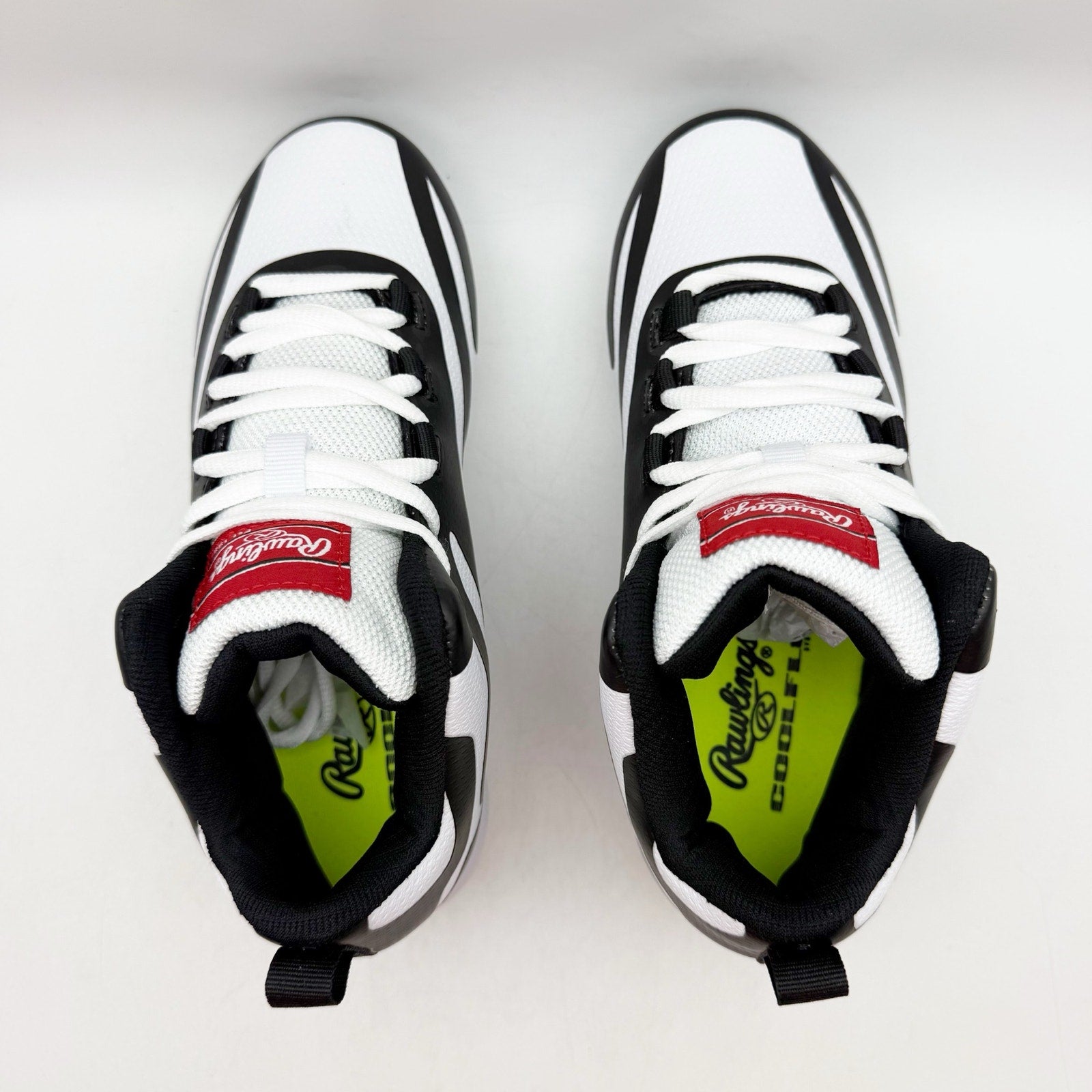 Rawlings Boys Rookie Mid Baseball Cleats US 4 EU 36 Black White NIB