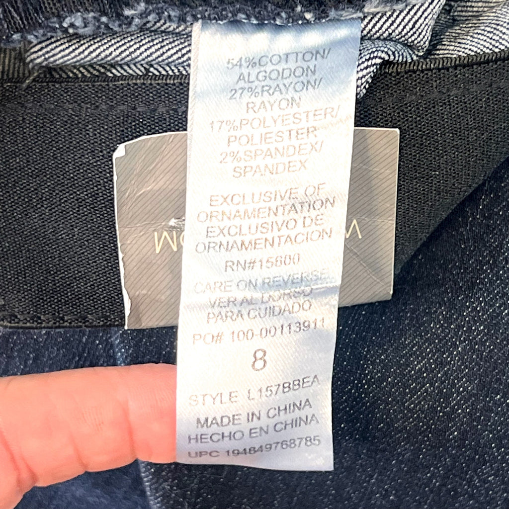 WIT & WISDOM Ab'Solution Itty Bitty Bootcut Jeans Size 8 Very Dark Blue NWT