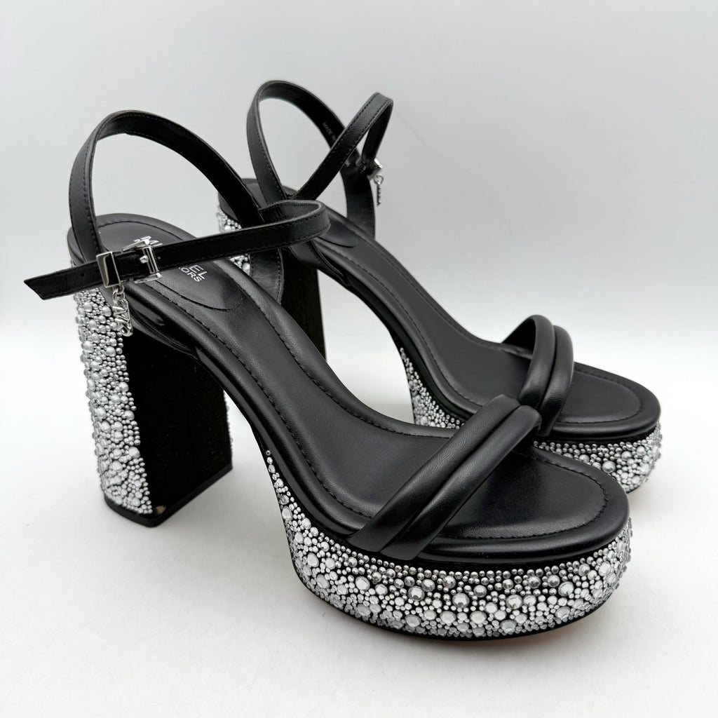 Michael Kors Women Laci Platform Heel Sandal 9.5 Black Leather Embellished NWOB