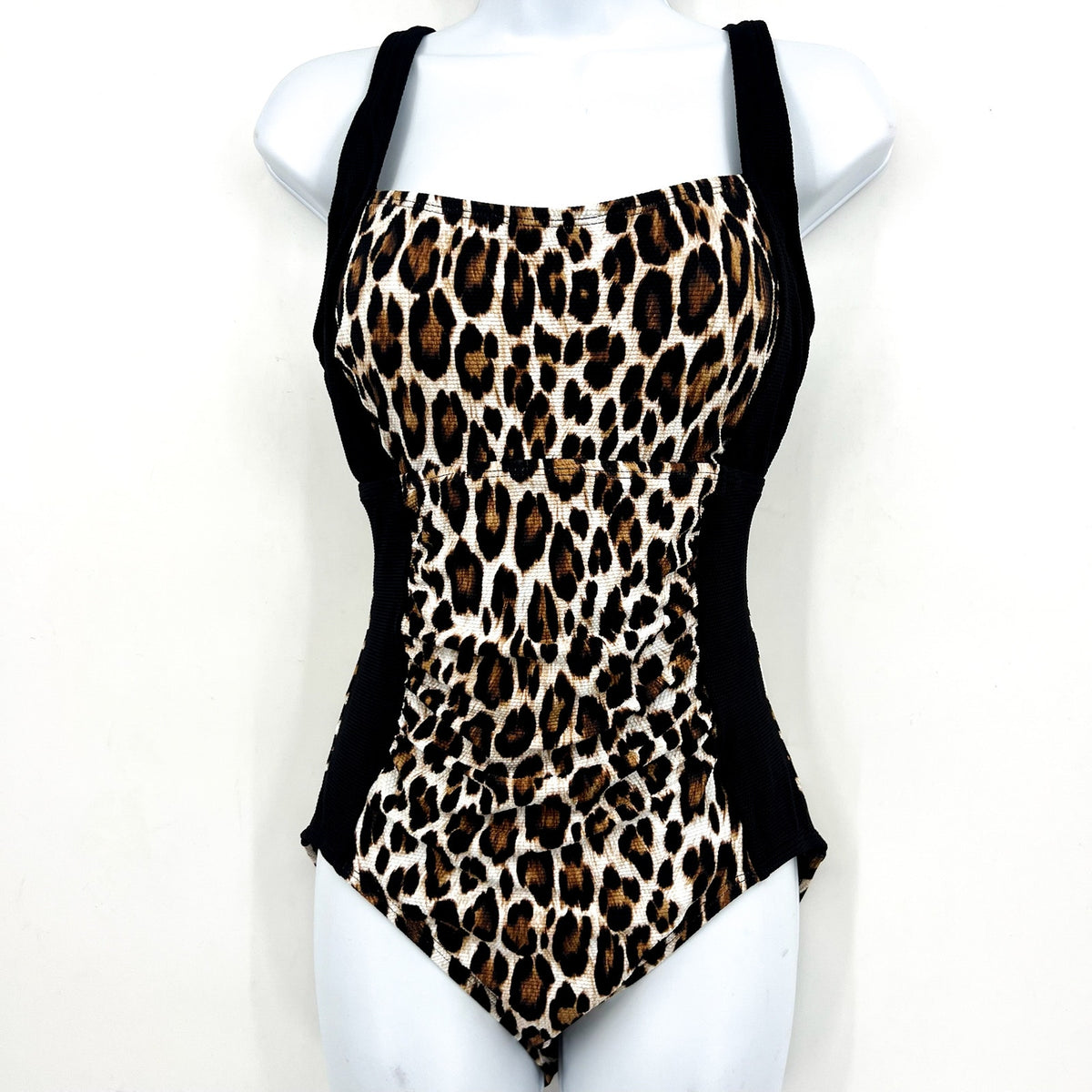 TOMMY BAHAMA Women's Island Cays Leopard One-Piece Swimsuit Size 4 Black Tan NWT