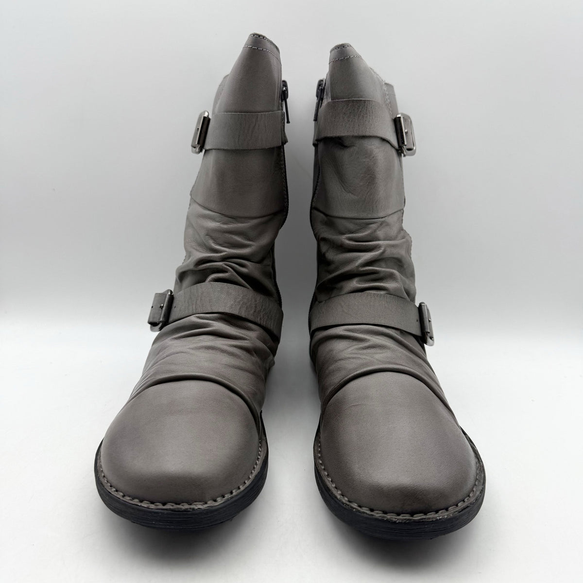 Miz Mooz Womens Pasha Mid Calf Boots EU 39 US 8.5 Grey Leather NIB