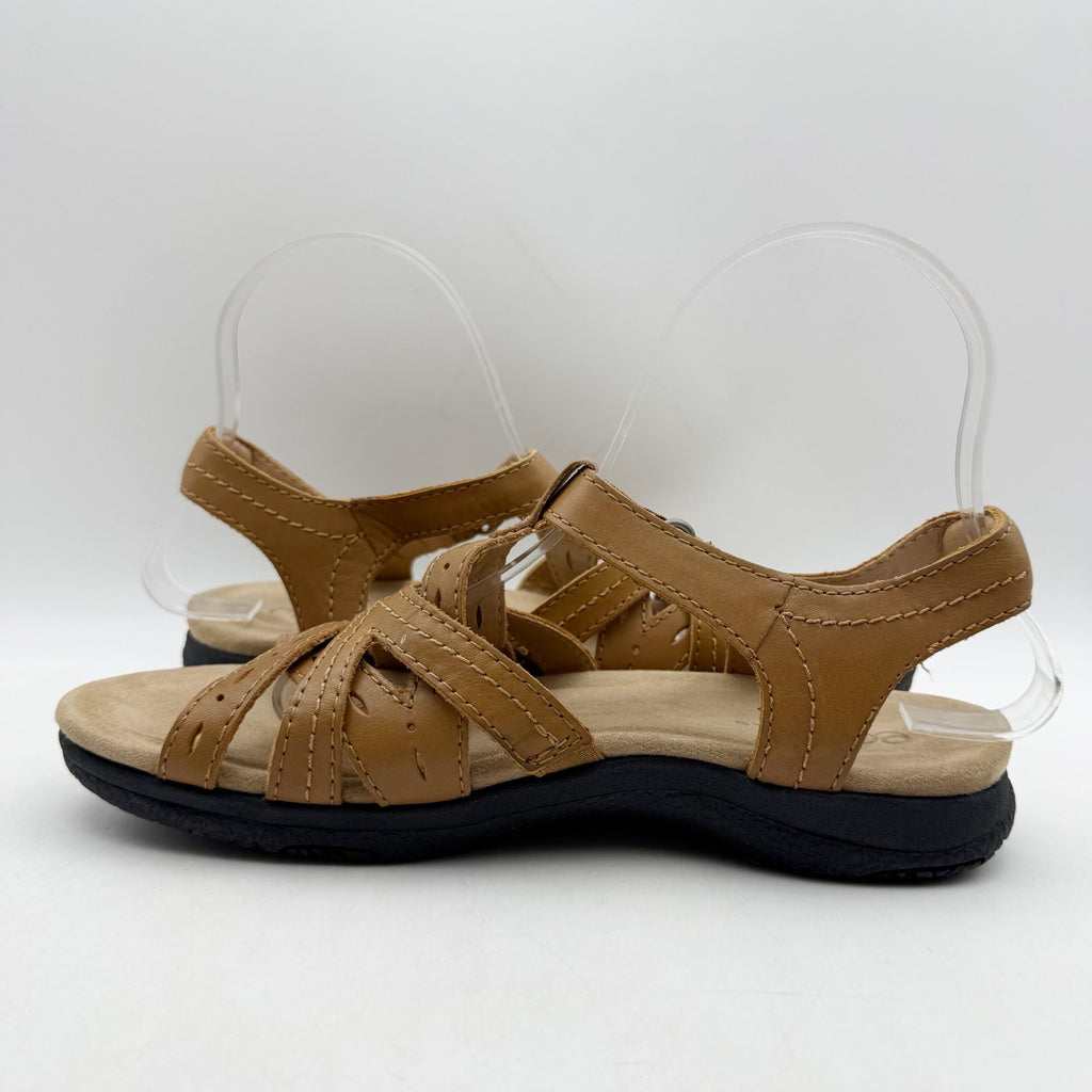 Earth Origins Womens Sellie Sandals Size 7 Brown Leather Criss Cross NWOB