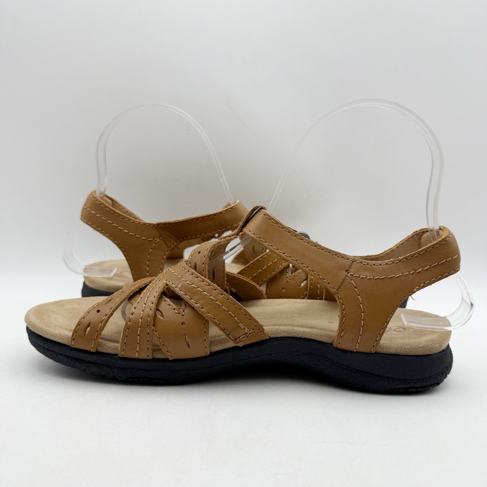 Earth Origins Womens Sellie Sandals Size 7 Brown Leather Criss Cross NWOB