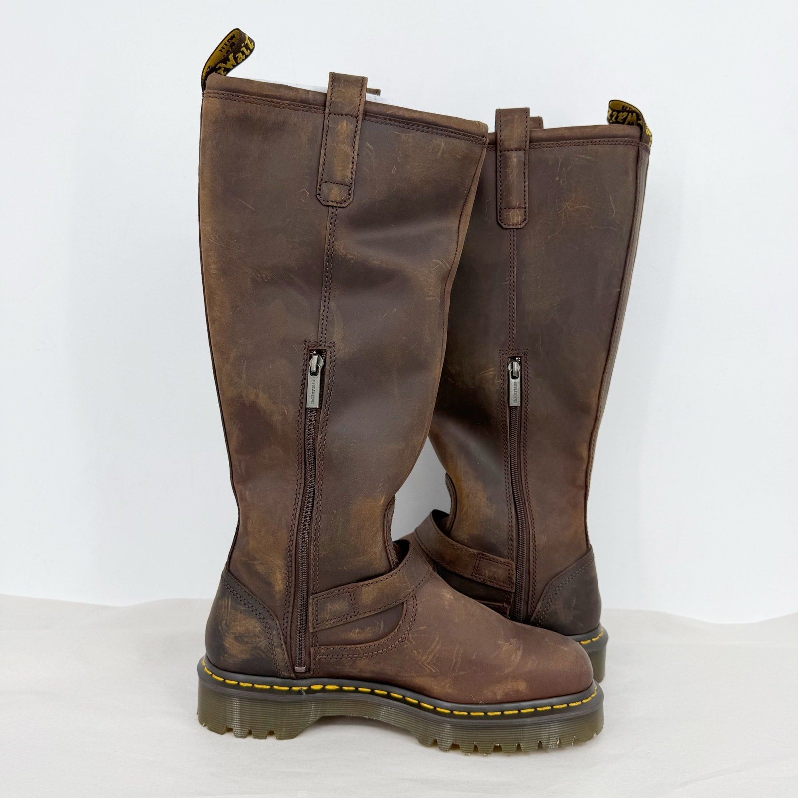 Dr. Martens Womens Anistone Knee High Boots EU 42 US 10 Dark Brown Leather NWOB