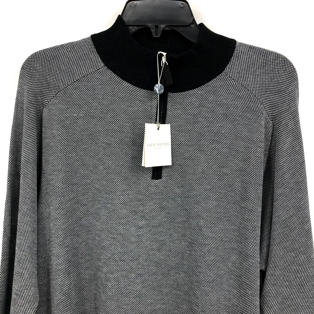 JACK VICTOR Mens Valois 1/4 Zip Sweater XXL Black Grey Pullover Cotton Silk NWT