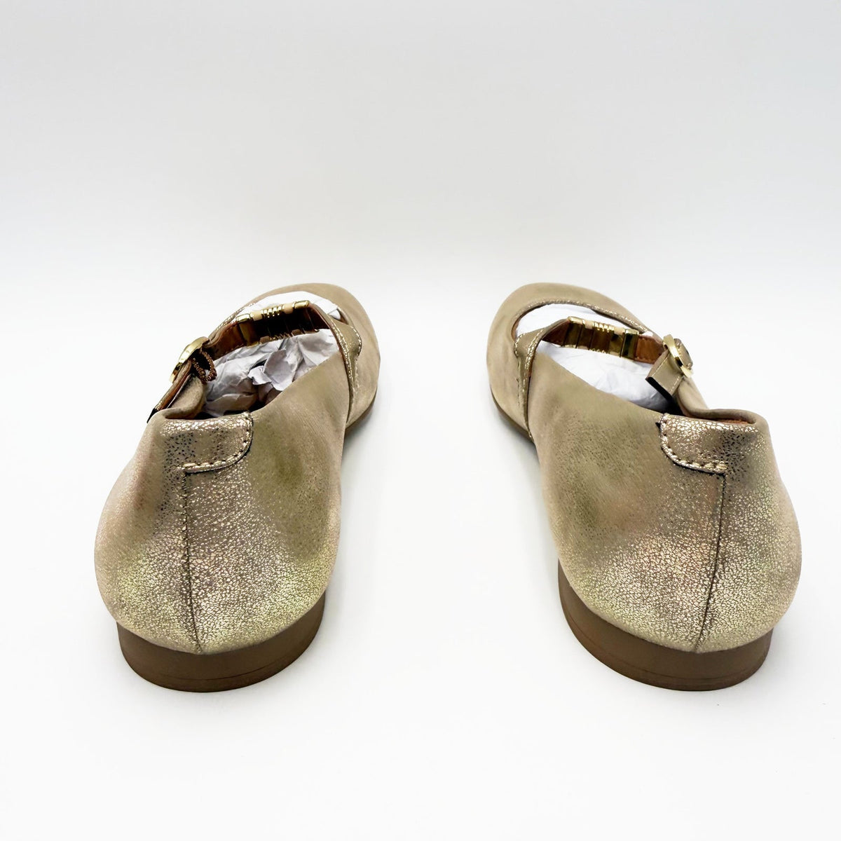 Eurosoft Womens Khloe Mary Jane Flats Size 6 Gold Metallic Buckle Strap NWOB