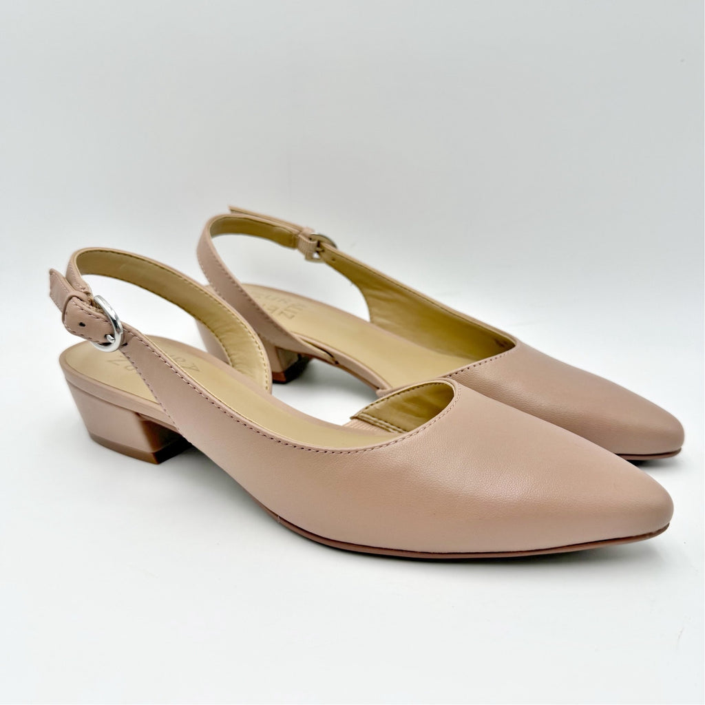 Naturalizer Womens Banks Slingback Heels Size 5 Opal Beige Leather NWOB