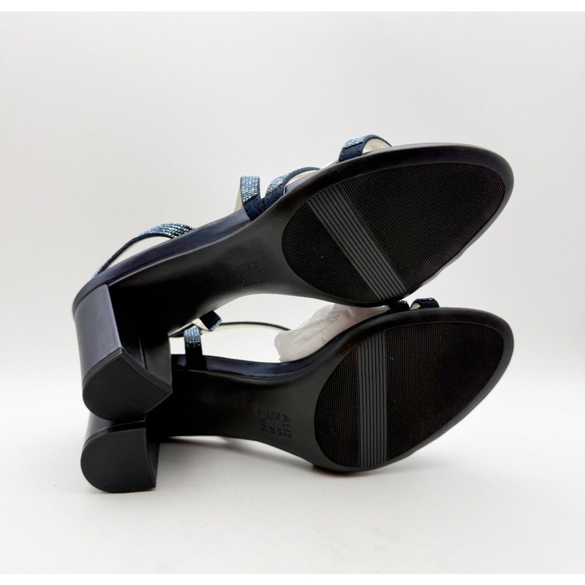 Naturalizer Womens Vanessa Heeled Sandals Size 10 Navy Blue Suede Rhinestone NIB
