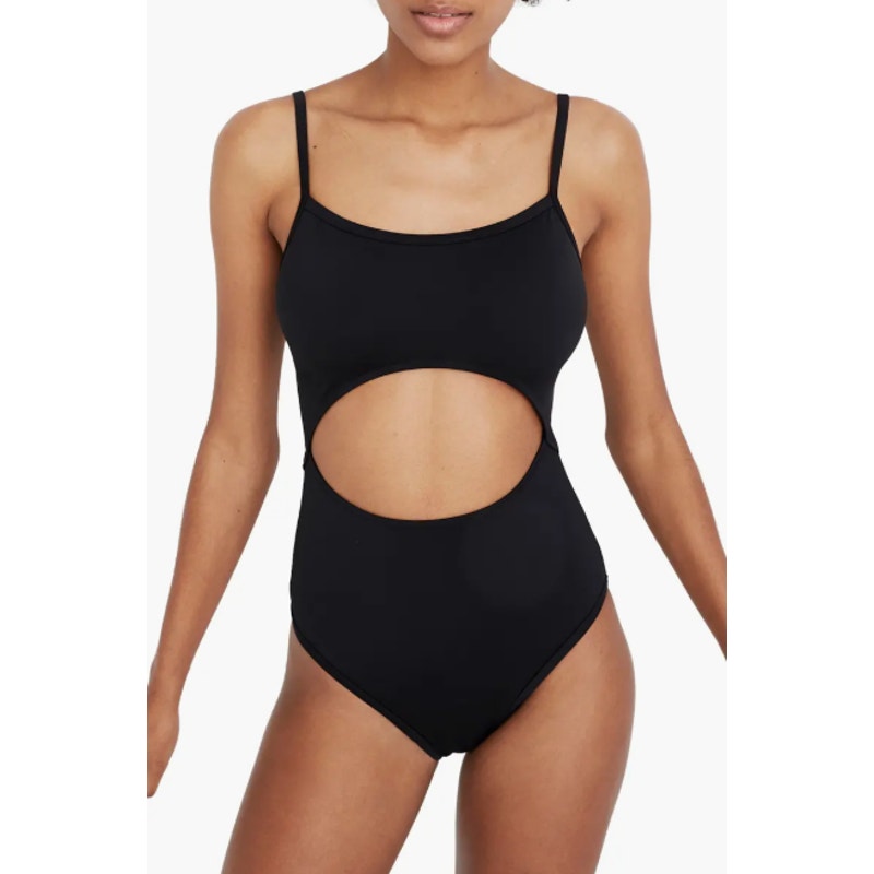 MADEWELL Second Wave Cutout One-Piece Swimsuit XS Black Scoop Neck MD329 NWT