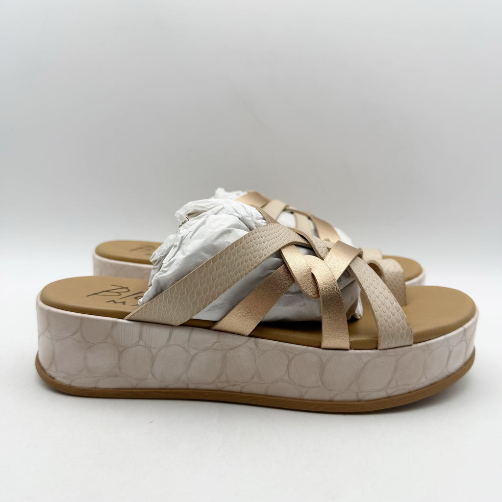 Blowfish Womens Mando Platform Sandals US 8.5 M EU 39 Powder Gold Metallic NIB