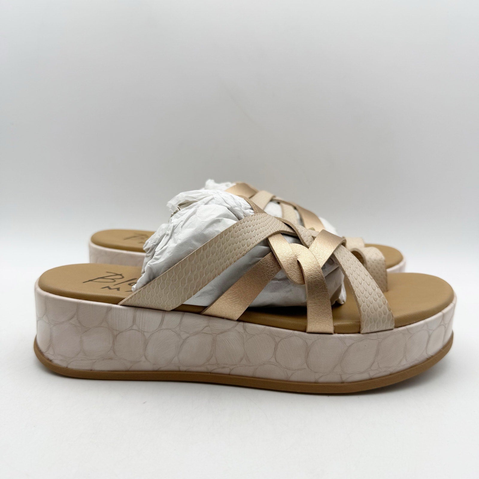 Blowfish Womens Mando Platform Sandals US 8.5 M EU 39 Powder Gold Metallic NIB