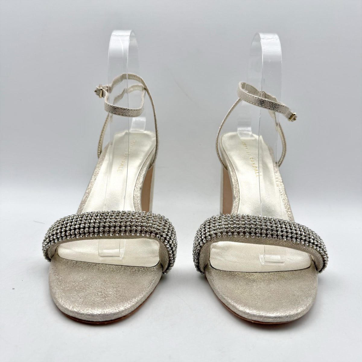 Loeffler Randall Shay Heeled Sandals Size 10 Champagne Gold Rhinestone NWOB