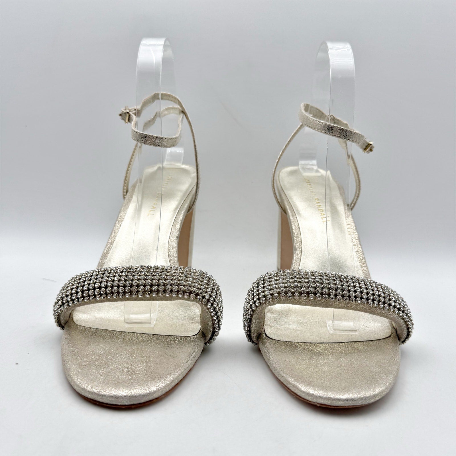Loeffler Randall Womens Shay High Heels US 10 B Champagne Gold Rhinestone NWOB