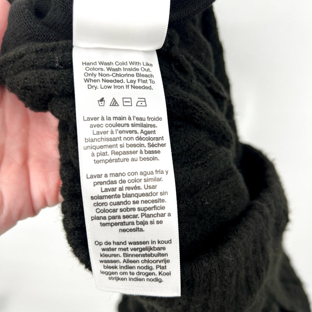 DKNY Womns Cozy Cable Sweater Knit Jogger Large Black Drawstring NWT