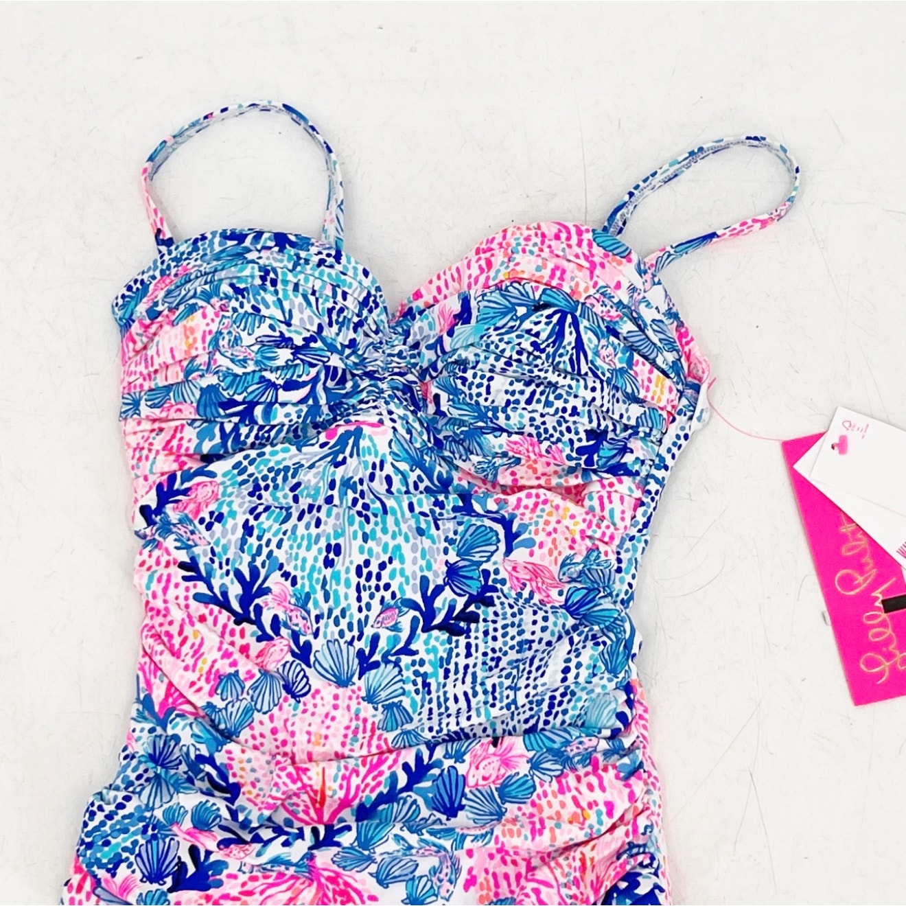 LILLY PULITZER Womens Layne One-piece Swimsuit Size 0 Blue Pink Sway with Me NWT