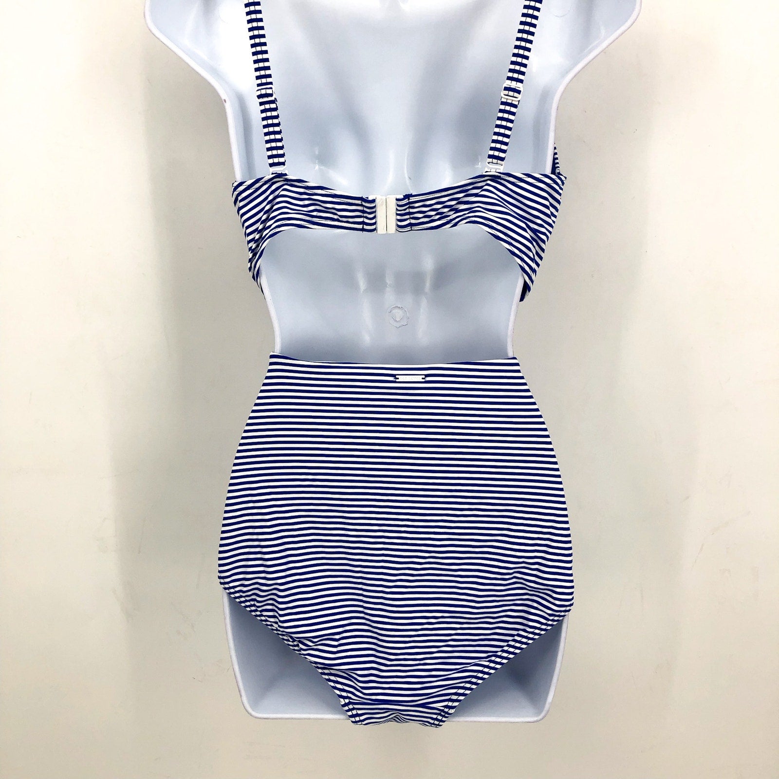 SEA LEVEL SWIM Standard Varsity Bikini Set Top US 10 Bottom US 12 Blue White NWT