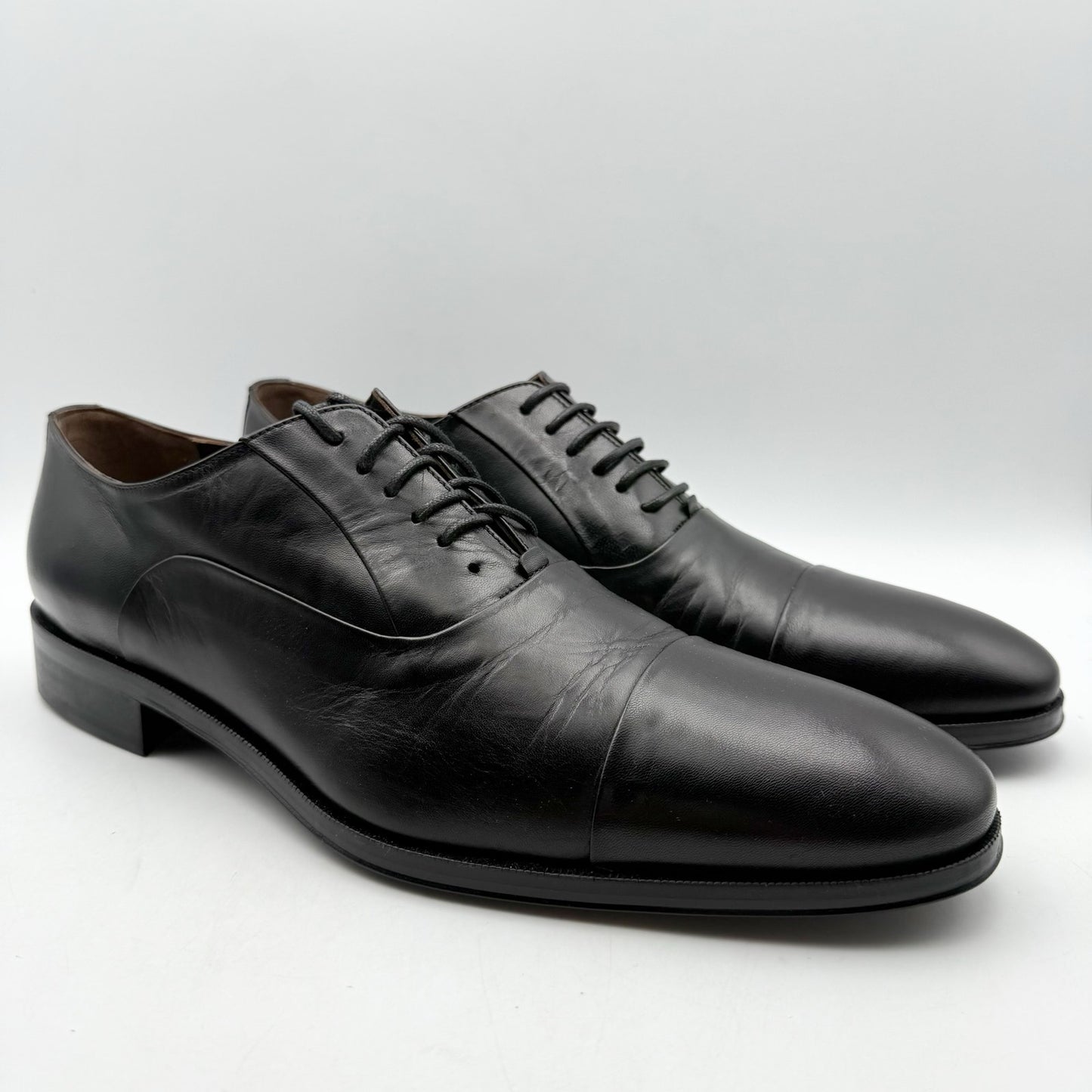 Bruno Magli Mens Maioco Lace up Cap Toe Dress Shoes US 12 D Black Leather NWOB