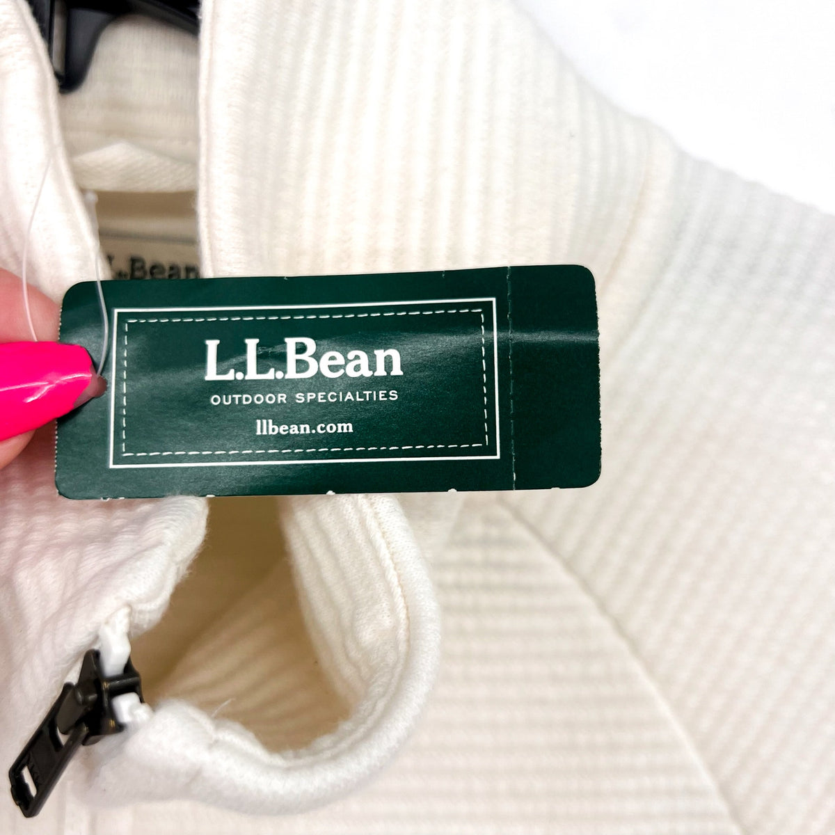 L.L BEAN Womens Lakewashed Full-Zip Sweater Medium White Sea Salt NWT
