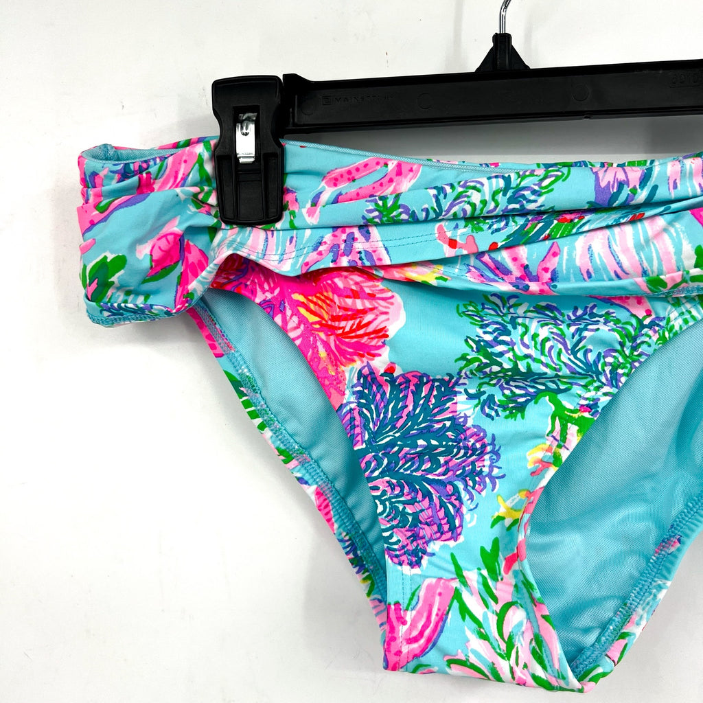 LILLY PULITZER Lagoon Sarong Hipster Bikini Bottom SZ 2 Blue Cay To My Heart NWT