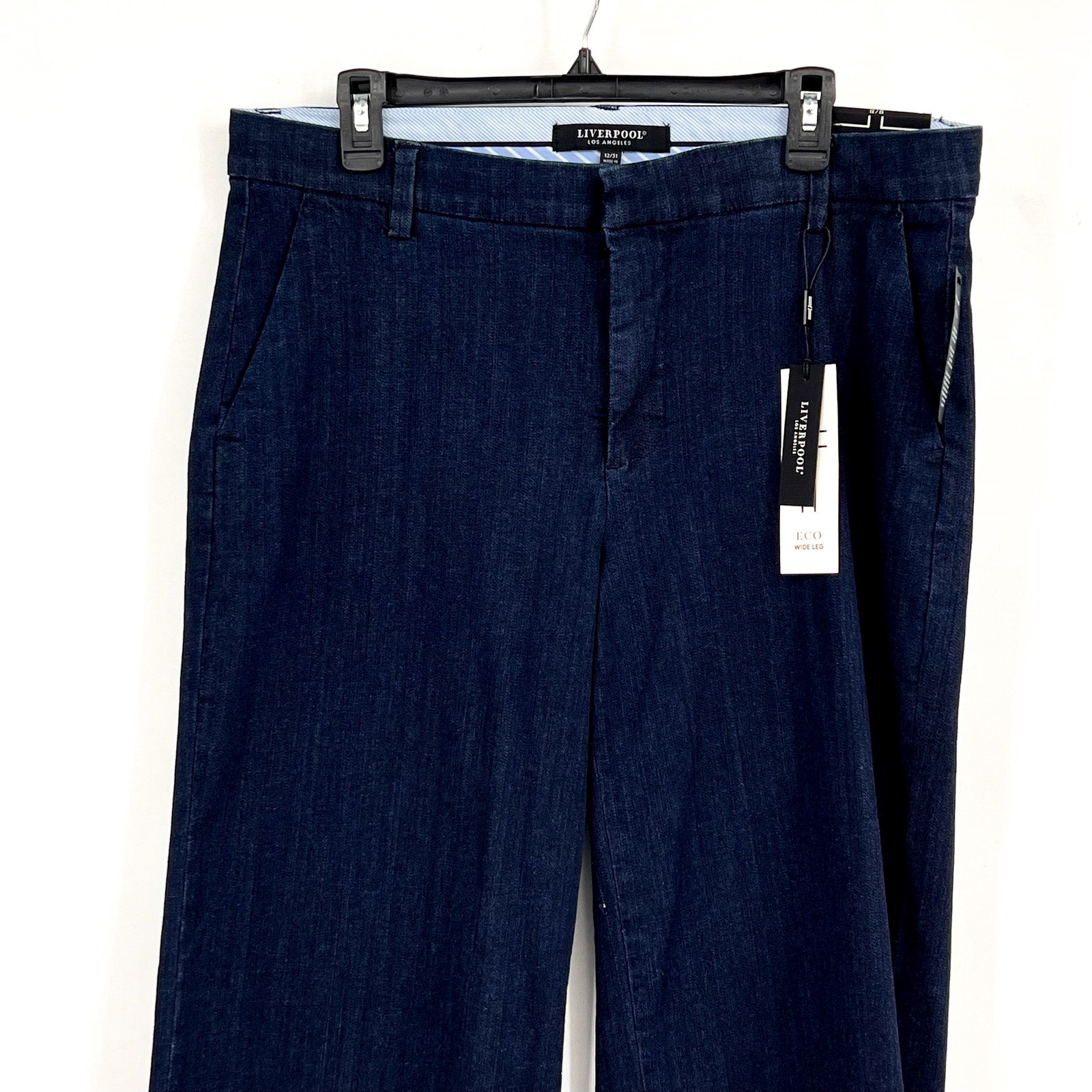 LIVERPOOL Womens Kelsey Wide Leg Trouser Jeans Size 12 Dark Blue Indigo NWT