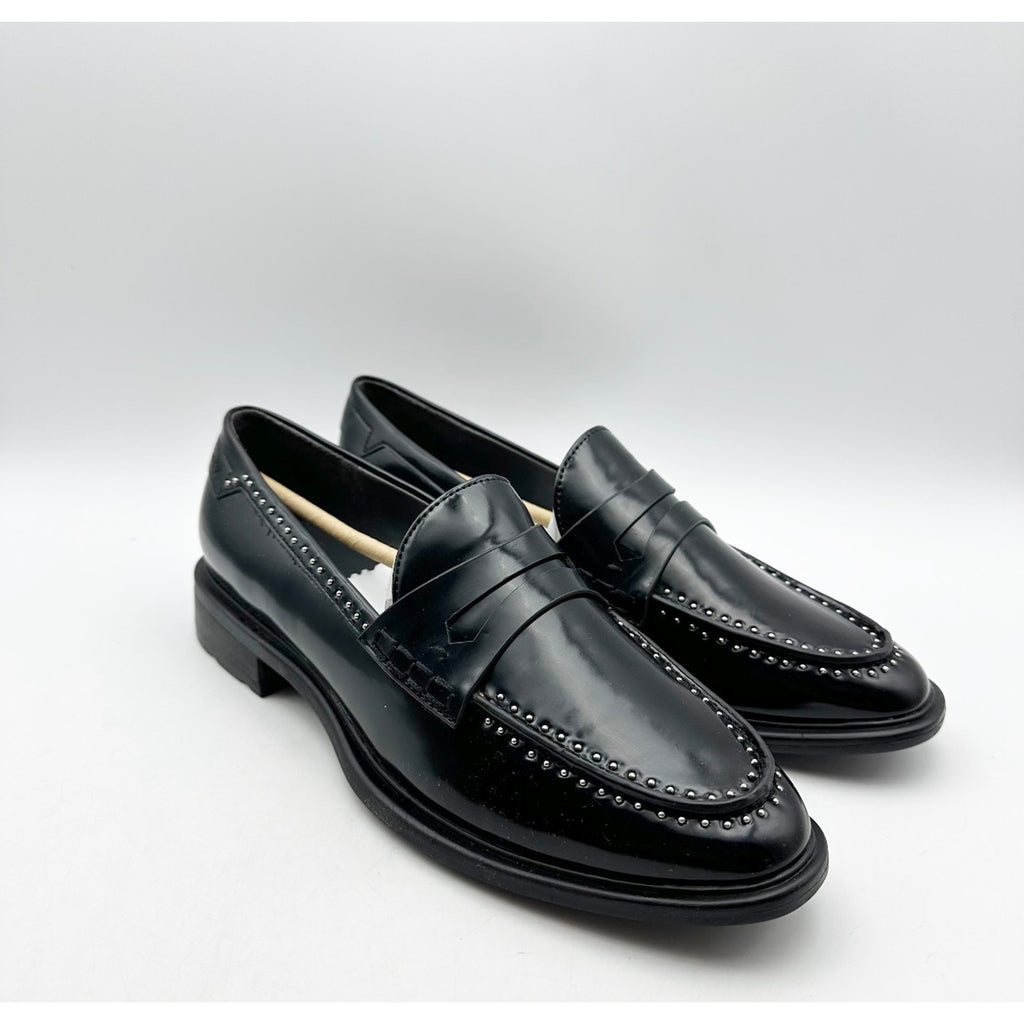 Franco Sarto Womens Eden Studded Loafers Size 11 M EU 42 Black Slip On NIB