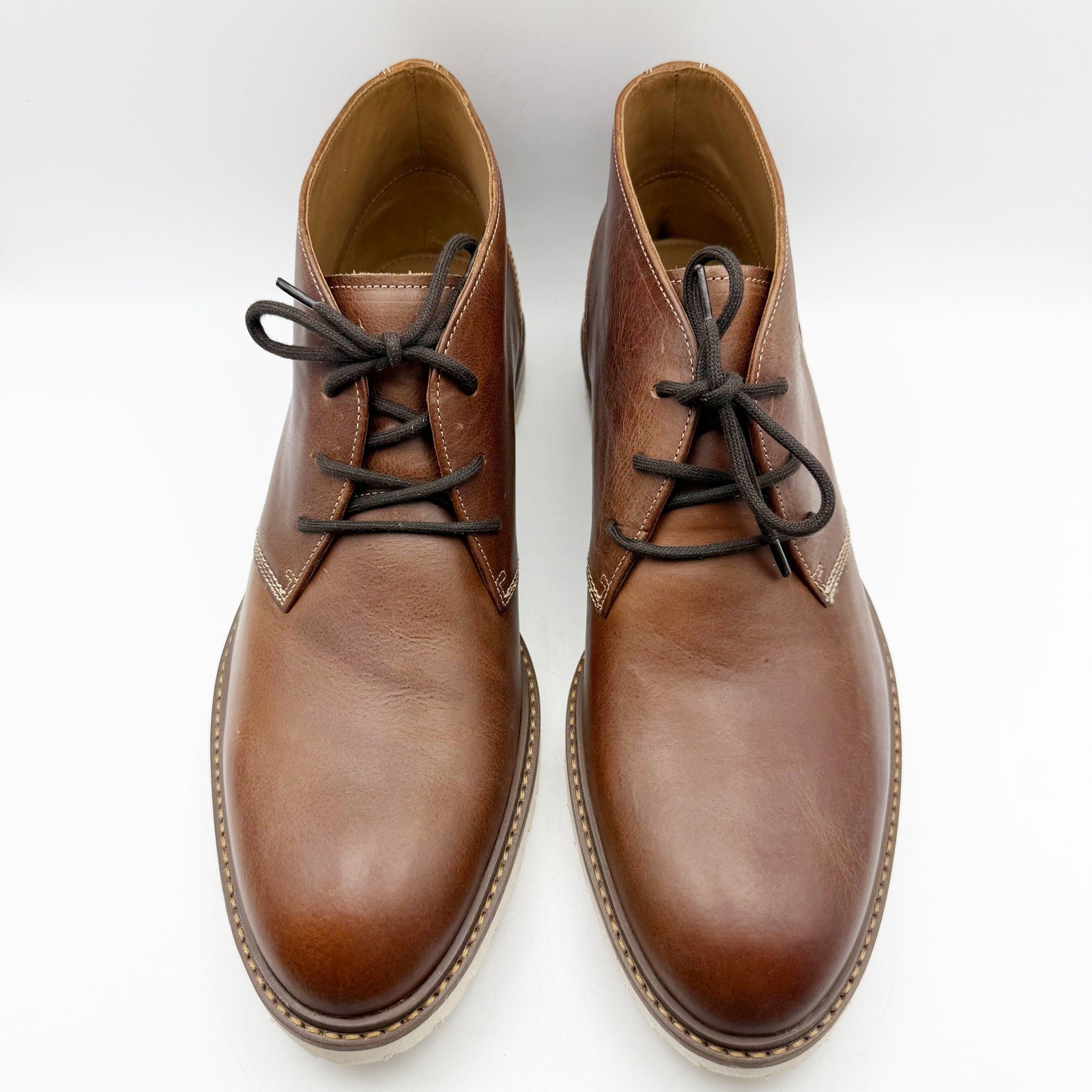 Johnston & Murphy Mens Barrett Chukka Boots US 12 M Tan Full Grain Leather NIB