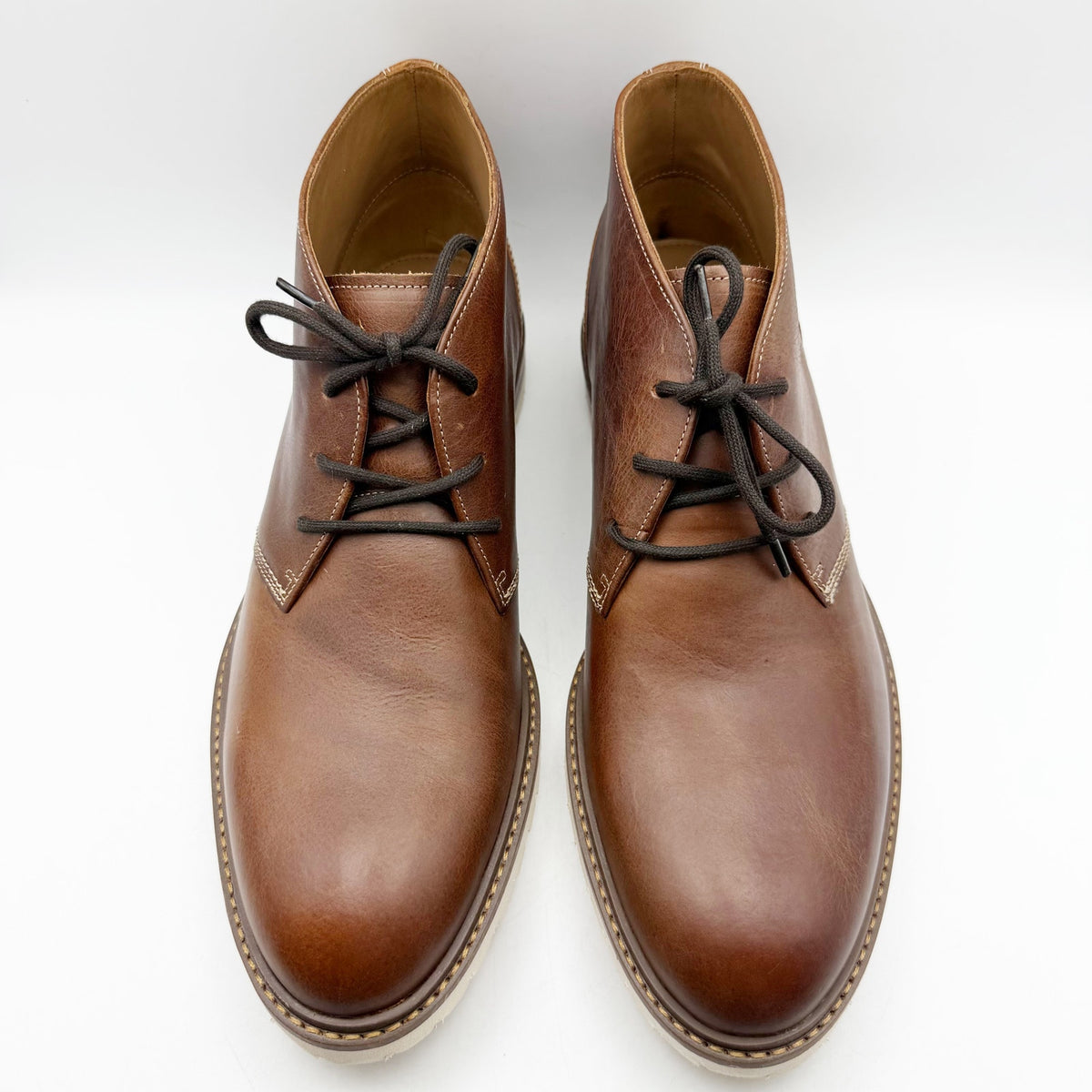 Johnston & Murphy Mens Barrett Chukka Boots Size 12 M Tan Full Grain Leather NIB