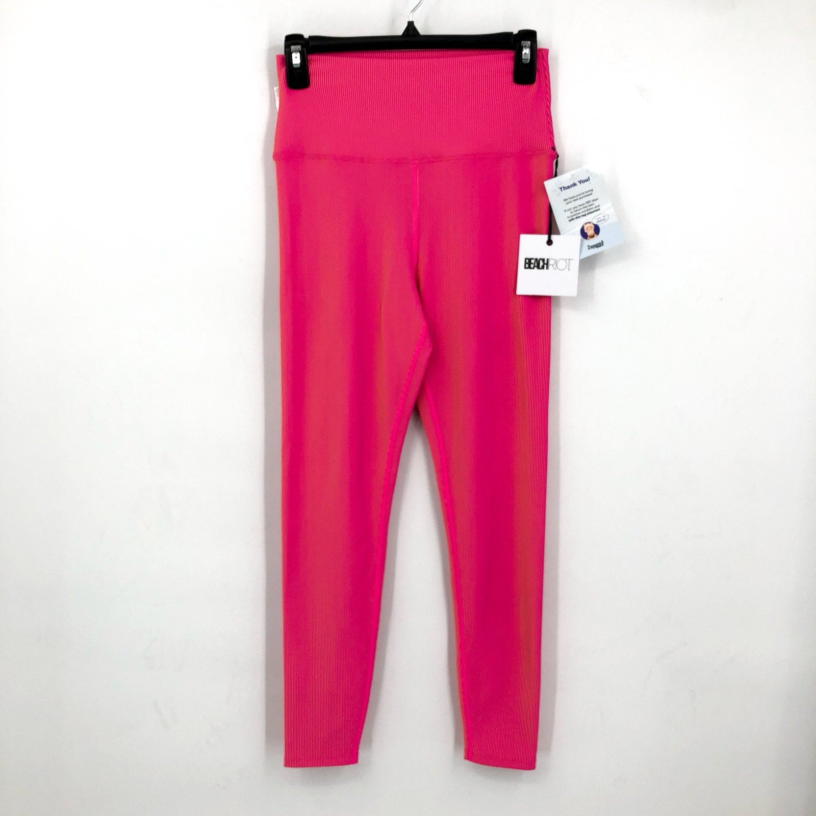 BEACH RIOT Women's Tayler Rib 7/8 Leggings Large Pink Sunset Two Tone NWT