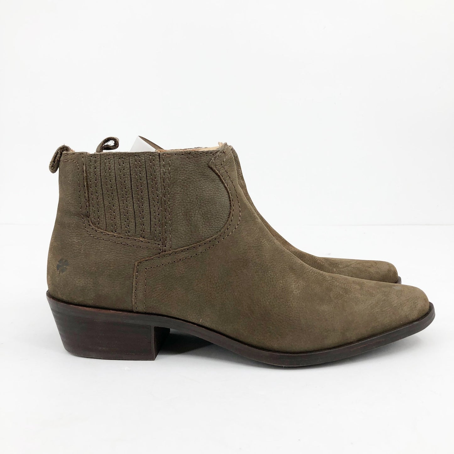 LUCKY BRAND Womens Hikalli Ankle Bootie 6 Olive Green Brown Boot Leather NWOB